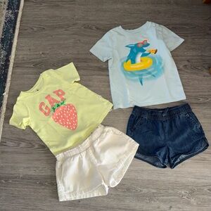 4 Piece Summer Bundle Shorts & 2 SS graphic Tees All Size 4  Mix & Match Outfit